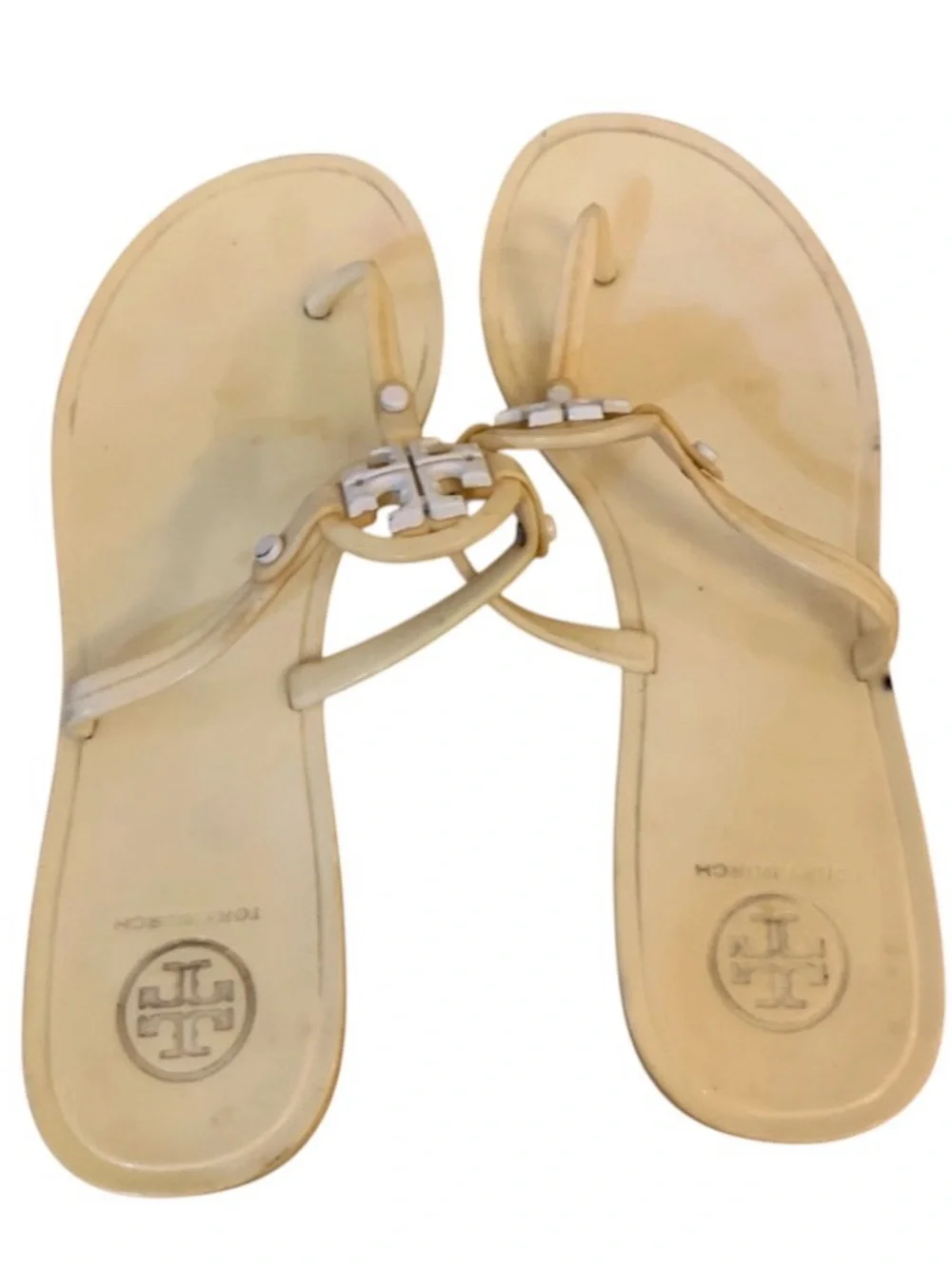 Tory Burch Cream white Mini Logo jelly Miller Sandals Resortwear vacation Costal
